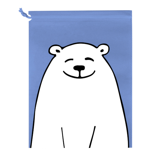 niebieska torba z niedźwiedziem polarnym i sznurkiem ściągającym